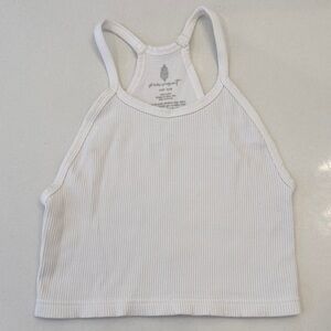 M/L FP Movement by Free People Happiness Runs White Ribbed Crop Tank